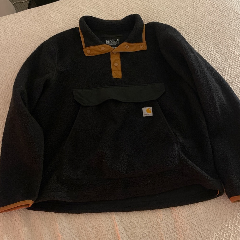 Carhartt RELAXED FIT FLEECE SNAP FRONT JACKET in black